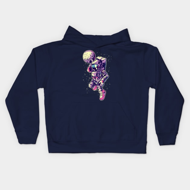 Astronaut Dunk Kids Hoodie by yogaswara